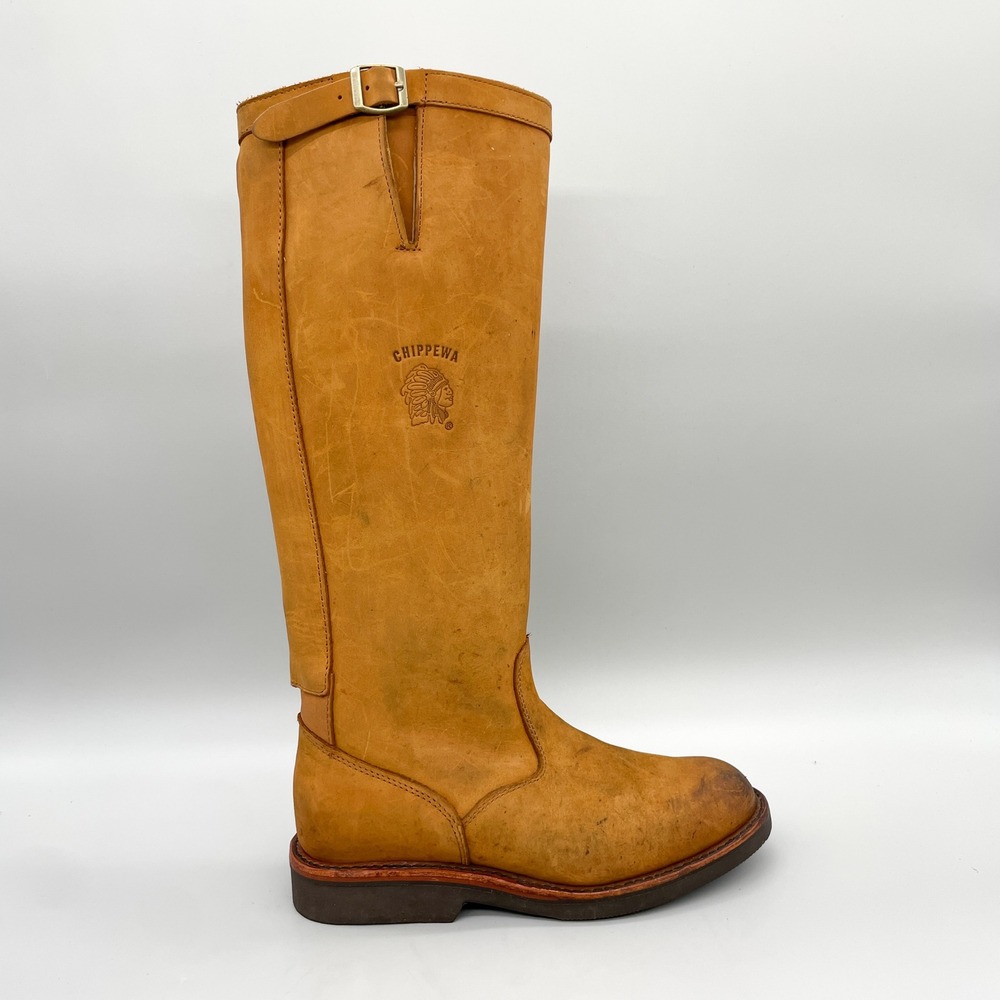 Chippewa Men 7 D Snake 17" Boots Tan Leather Tall Zip Western Outdoor Work 23938